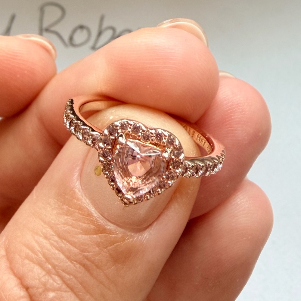 Pandora Rose gold Pink Heart Ring (size 48, US 4.5) - Picture 2 of 4